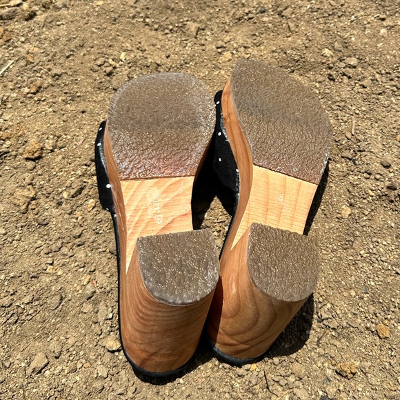 Platform slip on sandal slide 100% leather casual coastal hippie California - Picture 2 of 5